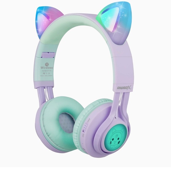 Other - Riwbox CT-7 Cat Ear LED Light Up Bluetooth Wireless Foldable Headphones(purple)